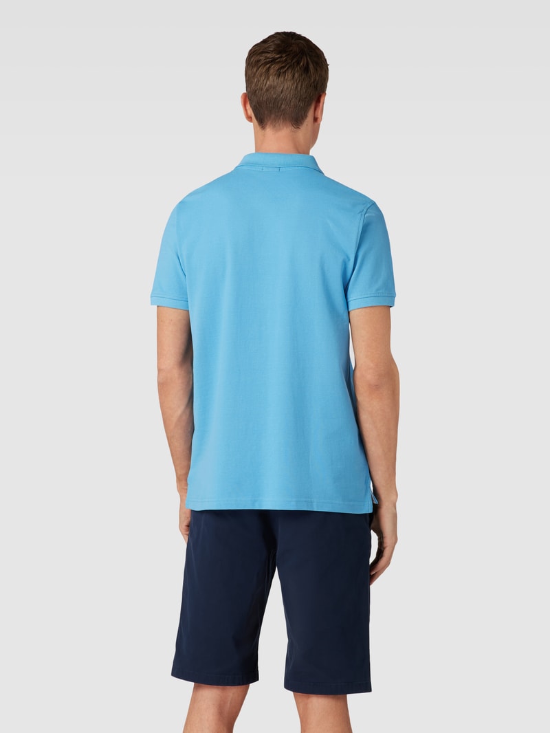 Poloshirt mit Label-Stitching in blau