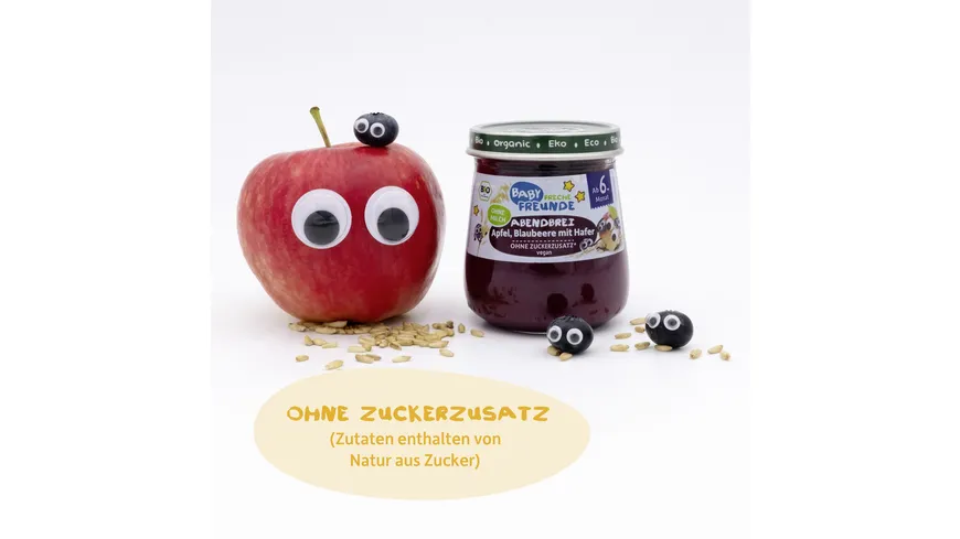 Freche Freunde Bio Gläschen Abendbrei Apfel, Blaubeere mit Hafer 120 g