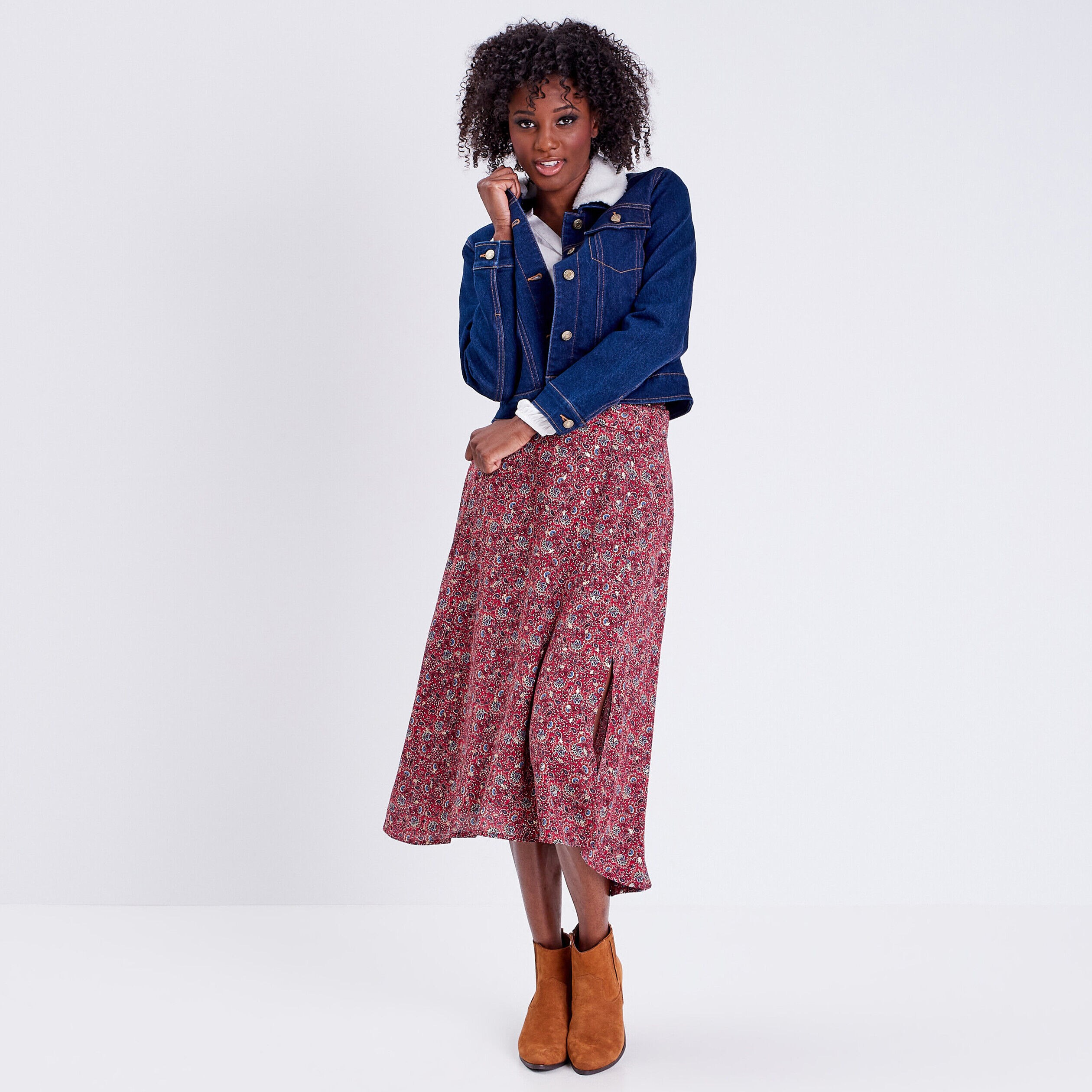 Veste droite boutonnée en jean denim brut femme | Cache Cache