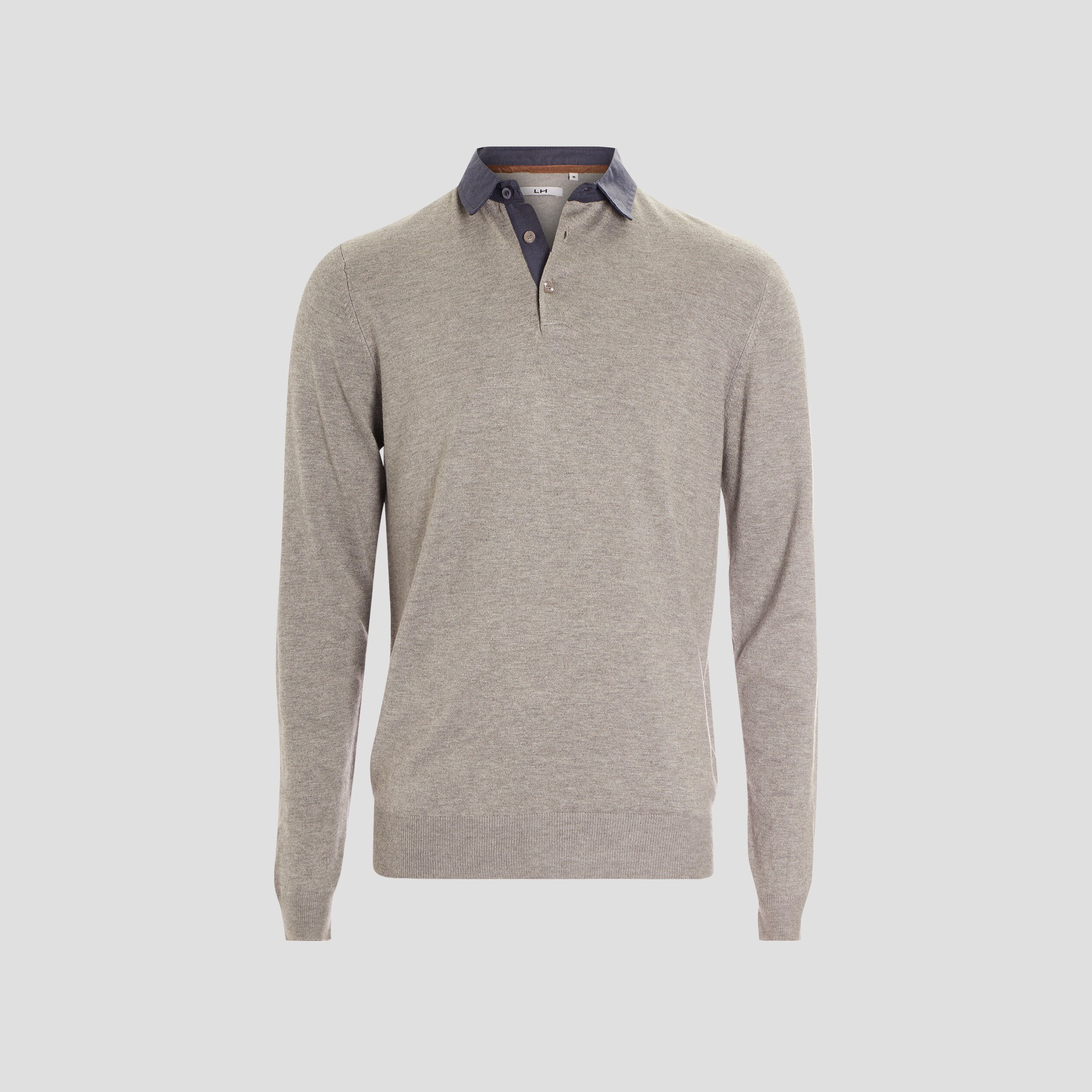 Pull avec col polo gris clair homme | La Halle