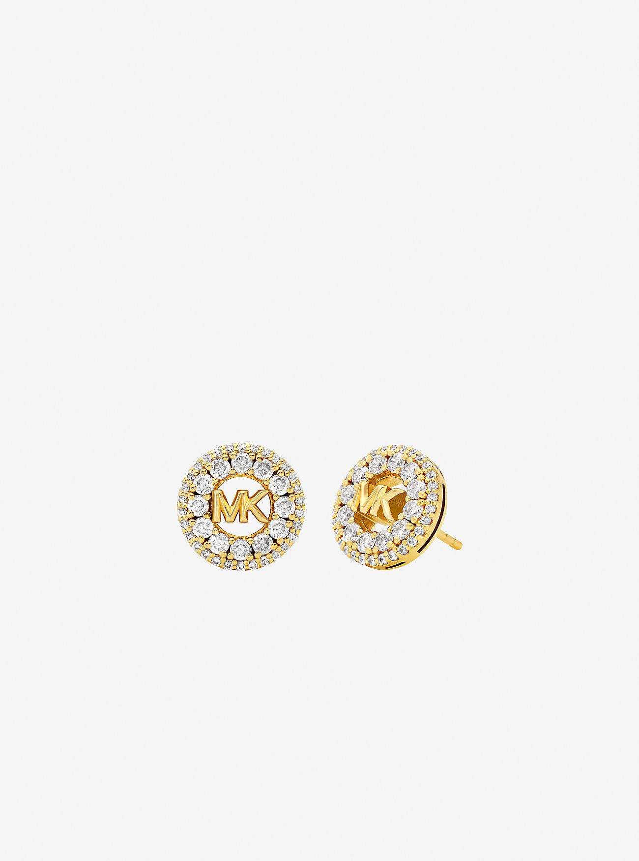 Fulton Precious Metal-Plated Pavé Logo Charm Stud Earrings - GOLD