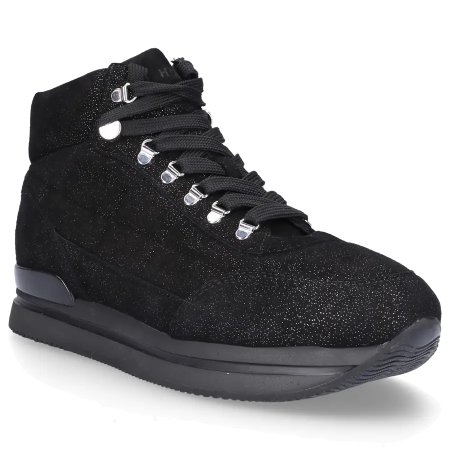 Hogan - Sneaker high H222 Ziegenleder Glitzer schwarz - schwarz