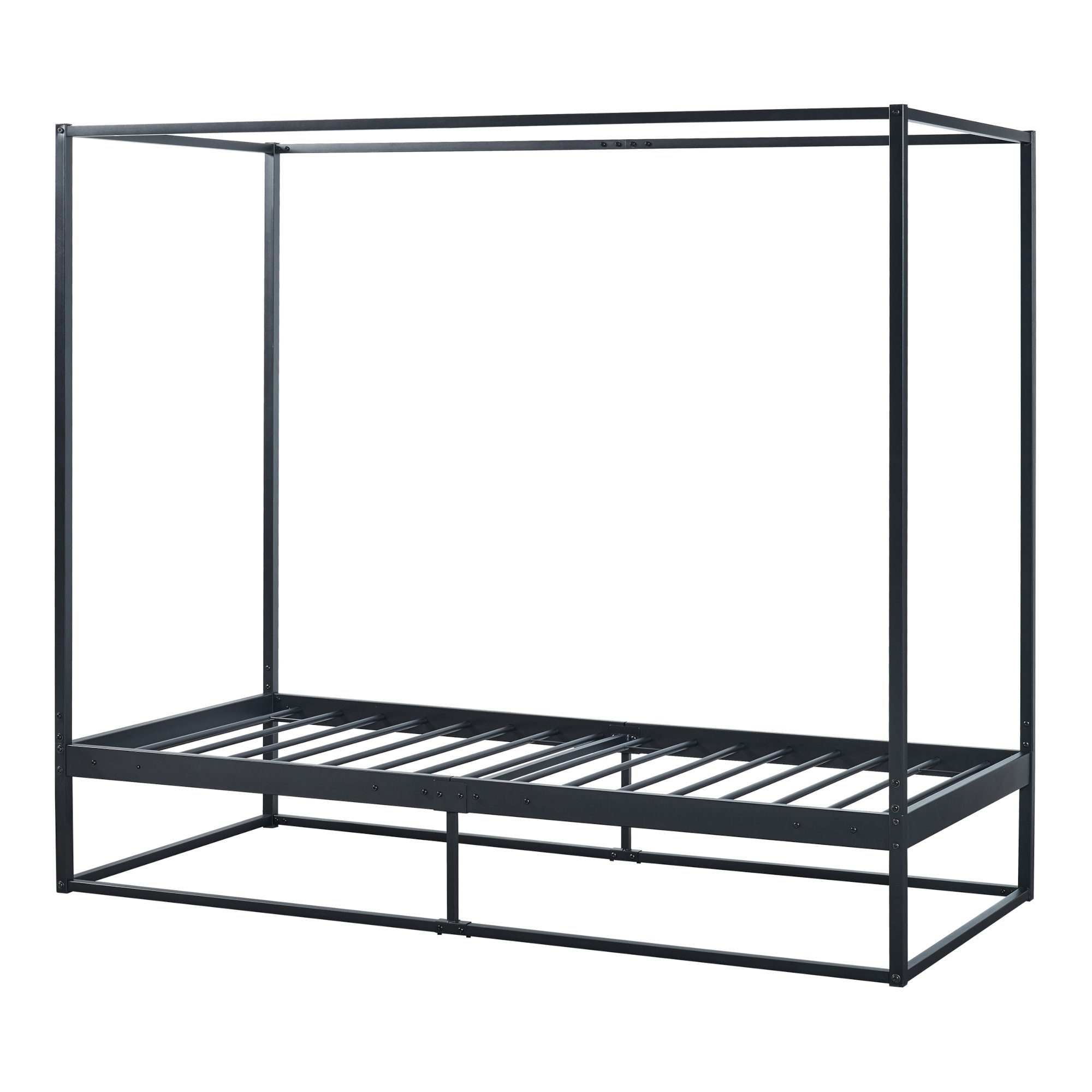 en.casa Himmelbett, Kristianstad mit Lattenrost Metall Schwarz 90 x 200 cm