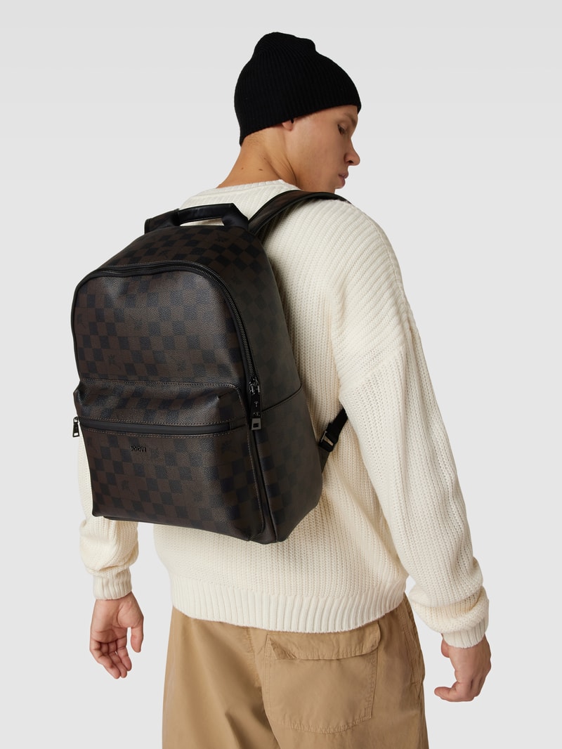 Rucksack mit Allover-Muster Modell 'cortina' in dunkelbraun