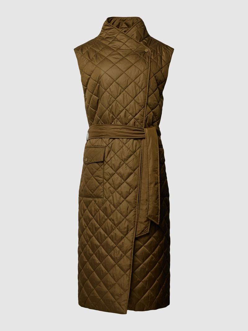 Steppweste mit Bindegürtel in khaki