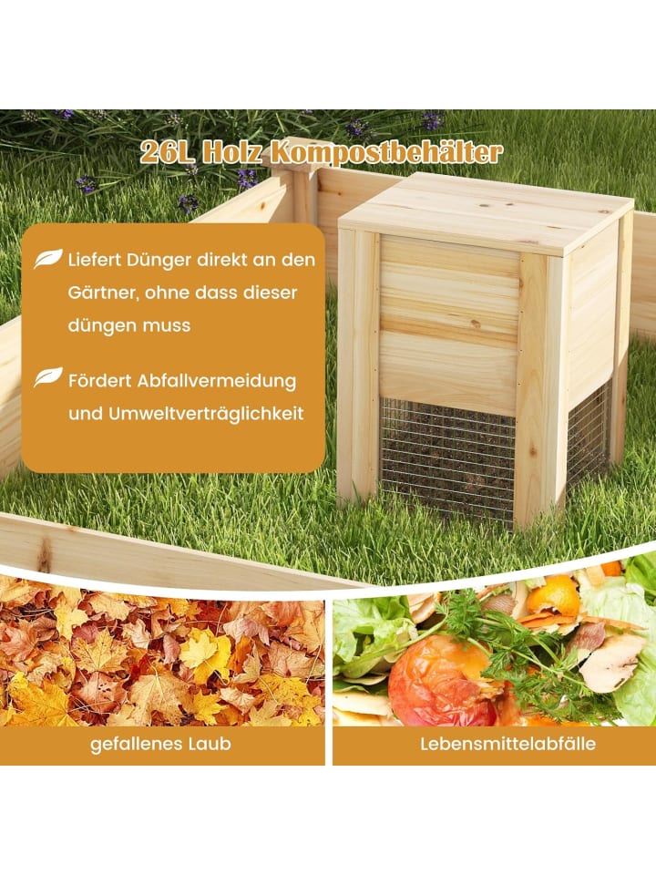 COSTWAY Hochbeet mit Kompostbehälter in Beige günstig kaufen onesize