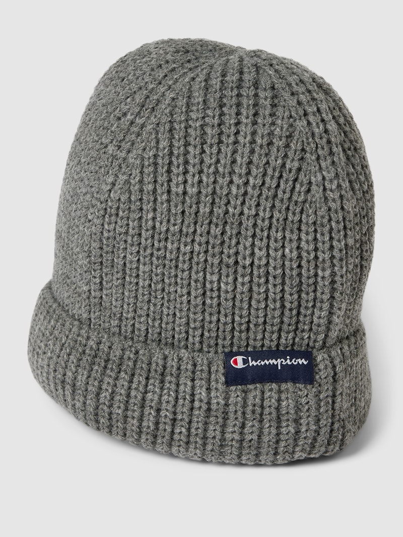 Beanie mit Label-Patch in dunkelgrau