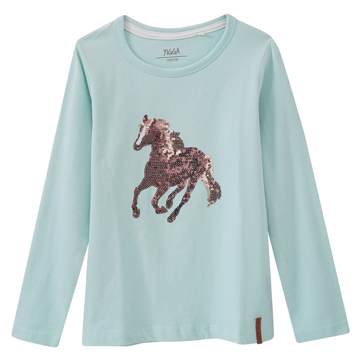 Mädchen Langarmshirt mit Pferde-Print