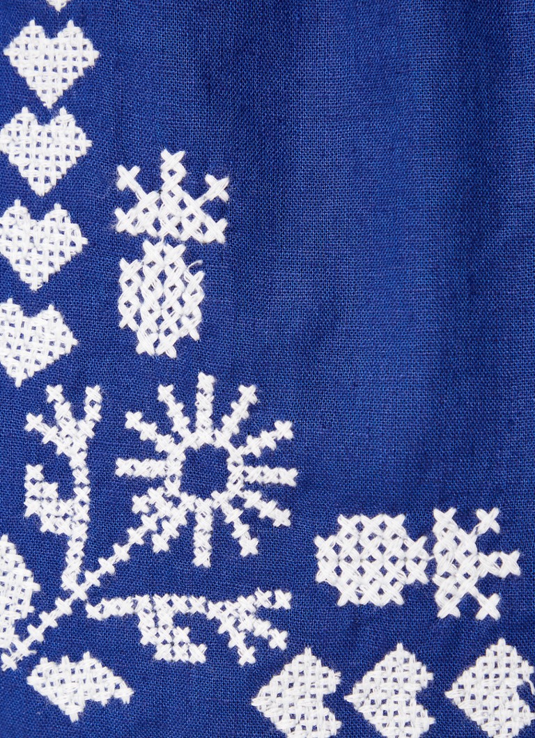 Pantaloni scurți cu talie înaltă de la Farm Rio, croială dreaptă și broderie.