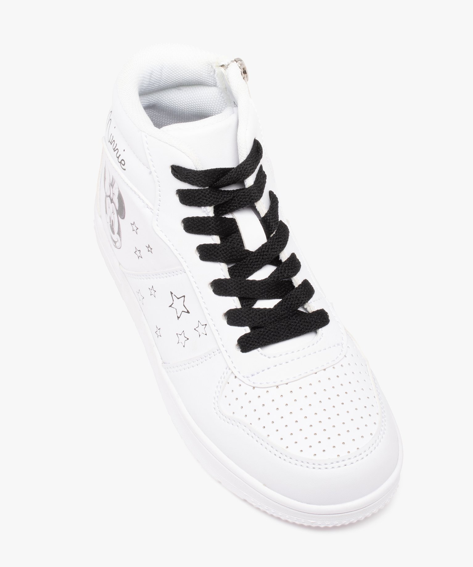 Baskets fille mid-cut à fermeture lacets et zip - Minnie blanc | GEMO