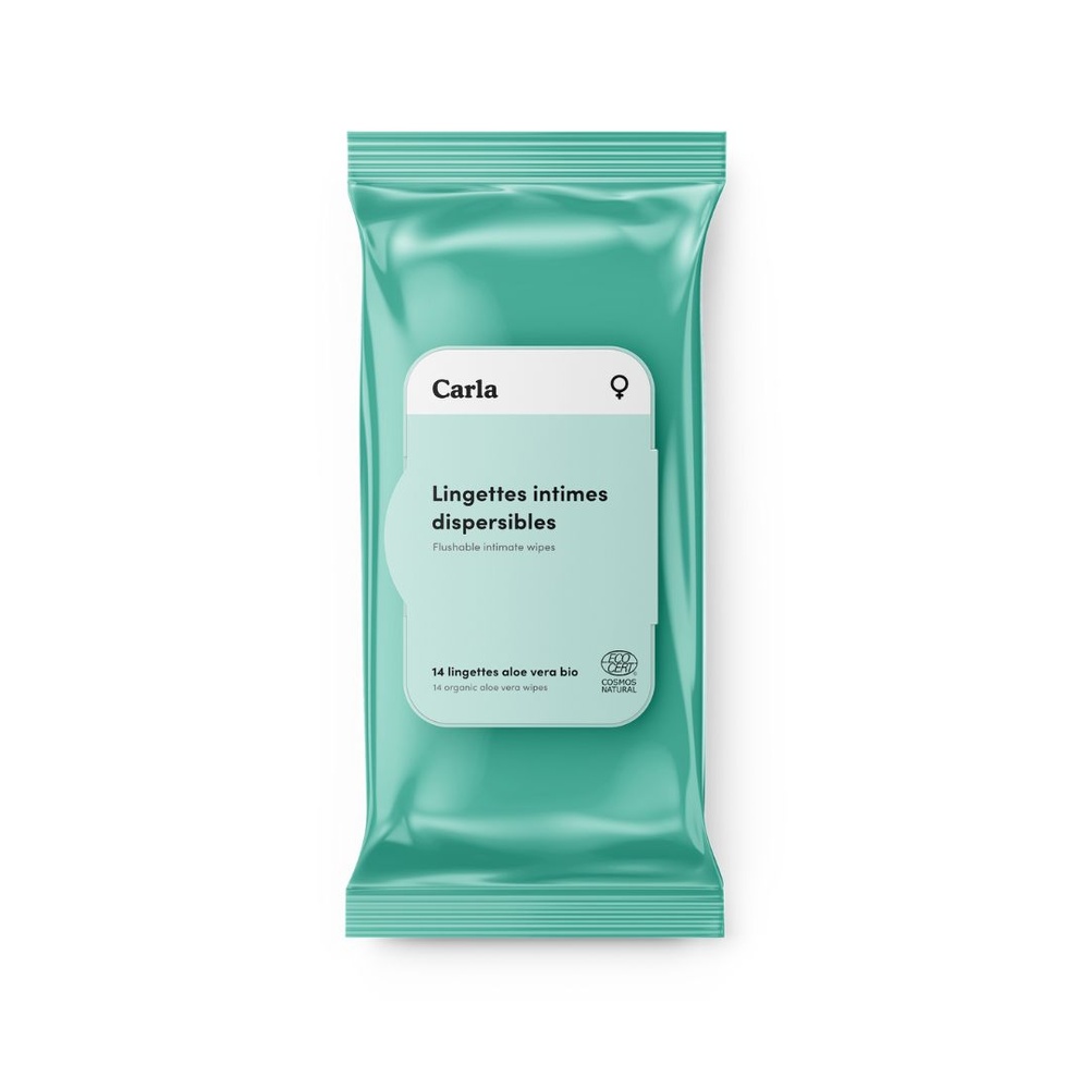 carlo & carla Paquet de 14 lingettes intimes pour femme biodégradables certifiées bio Lingettes intimes pour femme