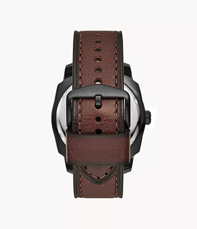Fossil Uhr Machine 3-Zeiger-Werk Datum LiteHide-Leder dunkelbraun