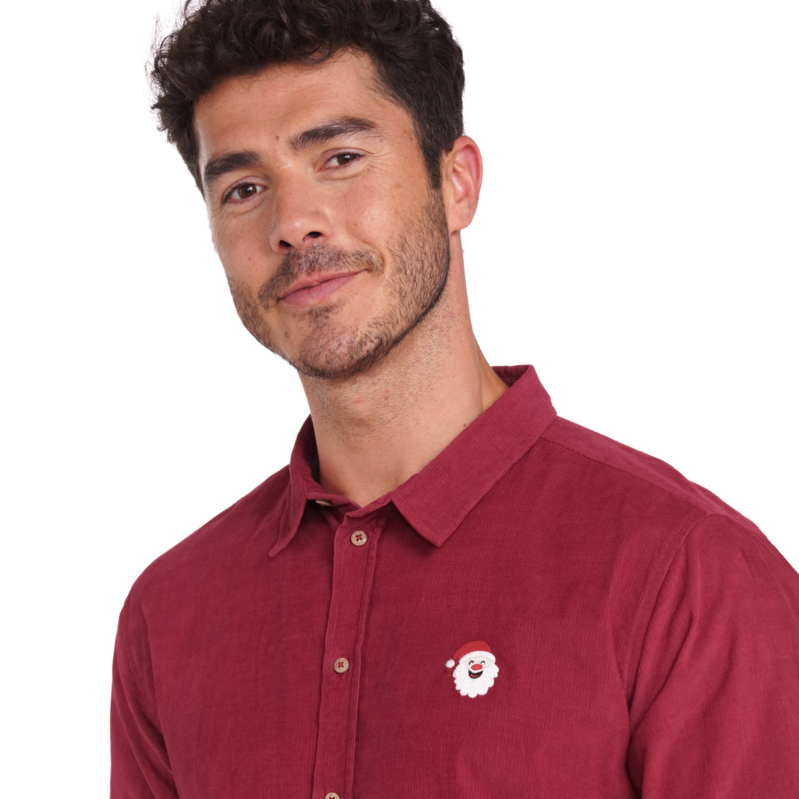 Herren Weihnachtshemd aus Cord rot