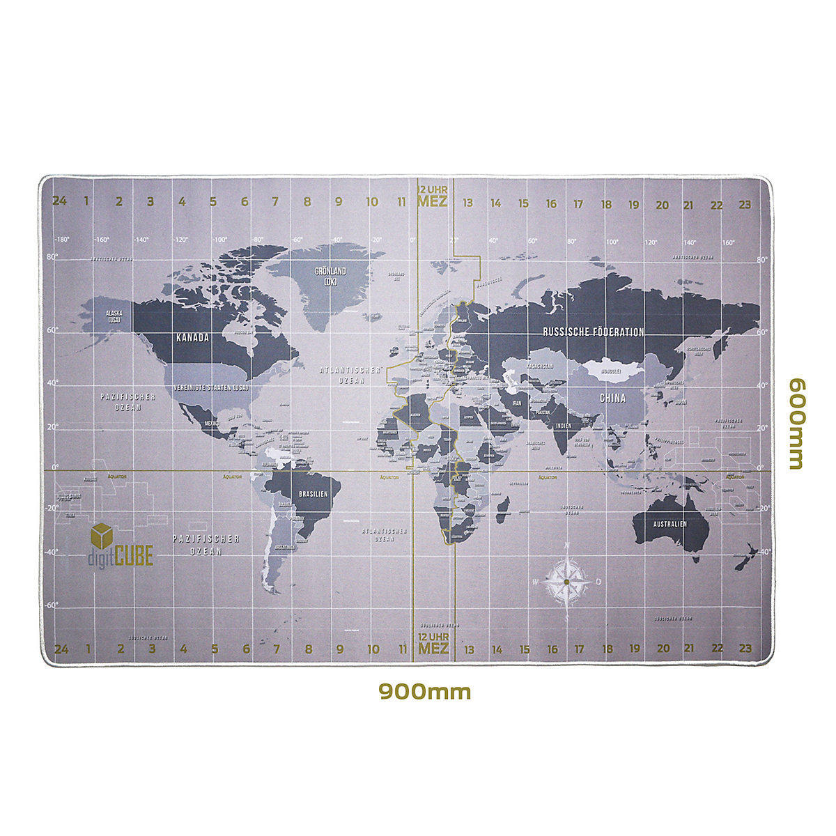 Schreibtischunterlage 90x60cm - Tischunterlage im Weltkarte Design mit deutschen Layout