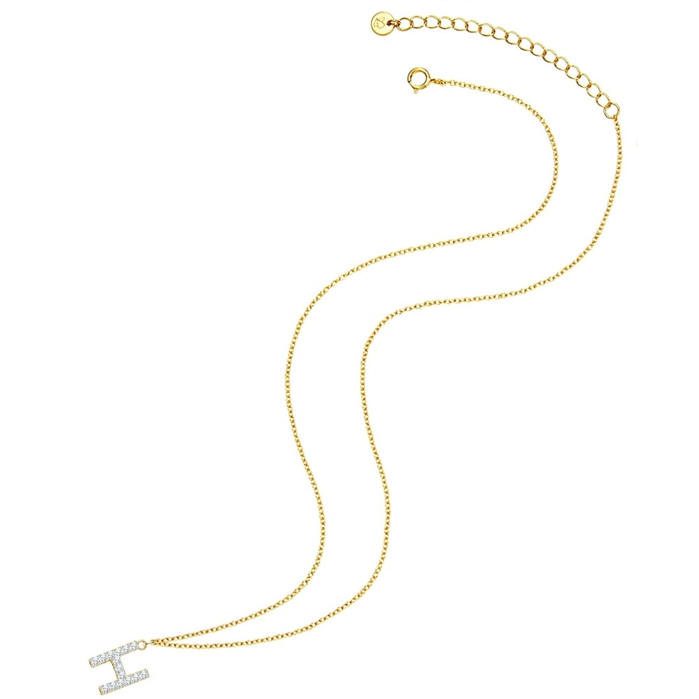 Glanzstücke München Collier en argent Lettre H Argent sterling Oxyde de zirconium (CZ) en Or jaune collier
