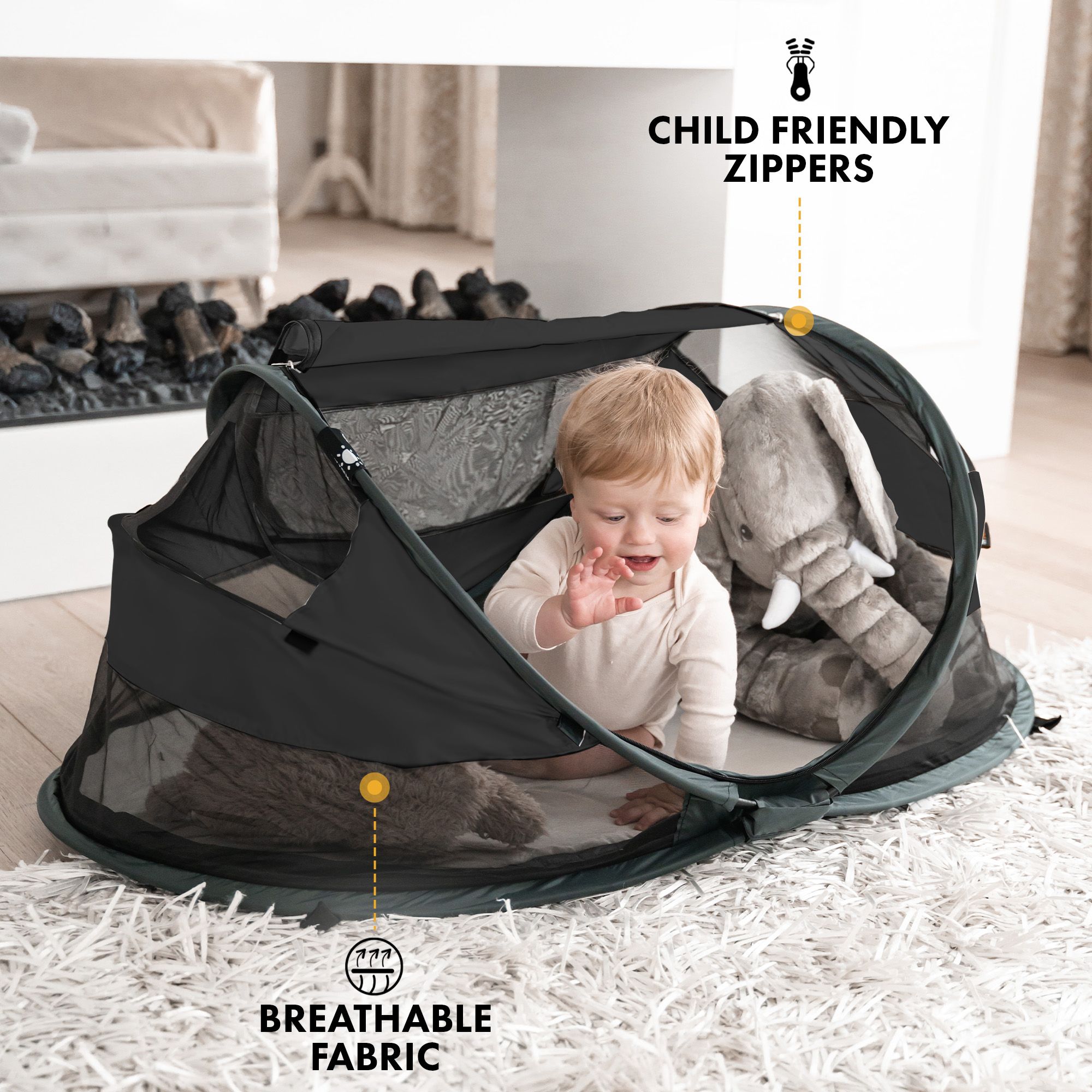 Deryan Baby Luxe Schwarz Campingbett