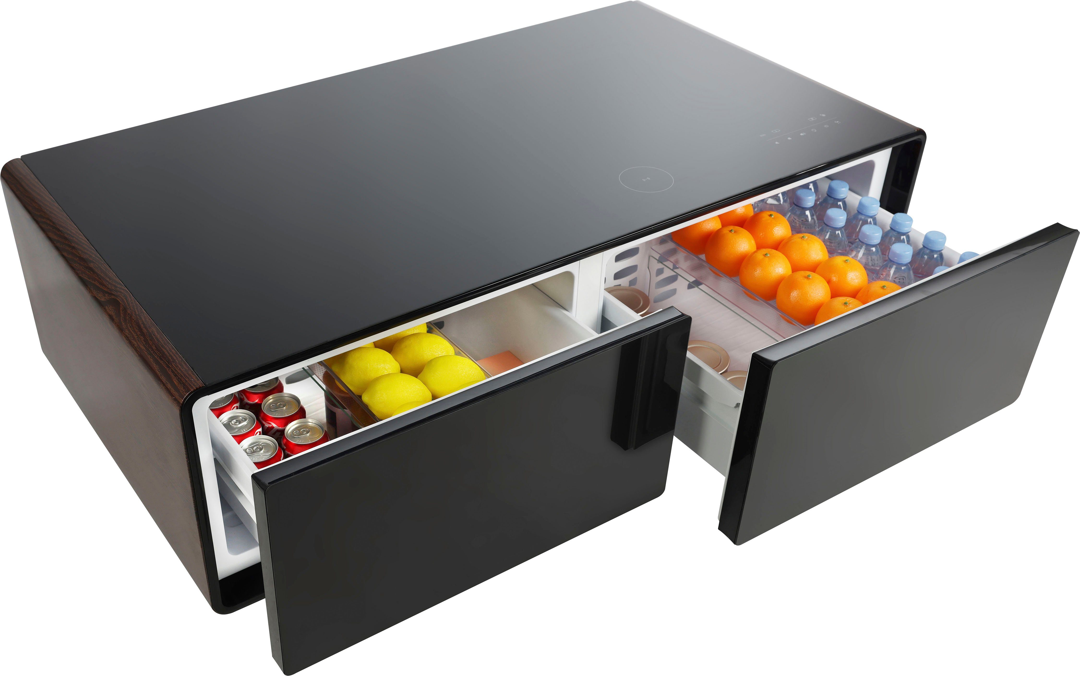 Caso Getränkekühlschrank 794, 46 cm hoch, 130,5 cm breit, Loungetisch mit Kühlfächern, Soundbar und Lademöglichkeiten