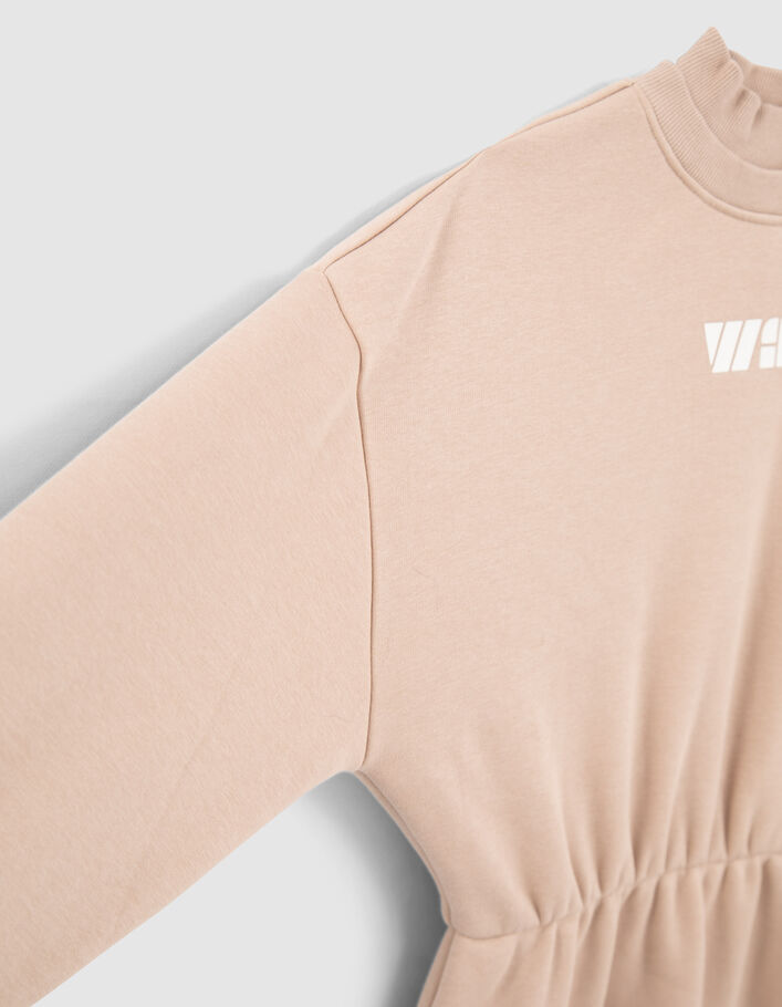 Robe sweat beige taille élastiquée fille
