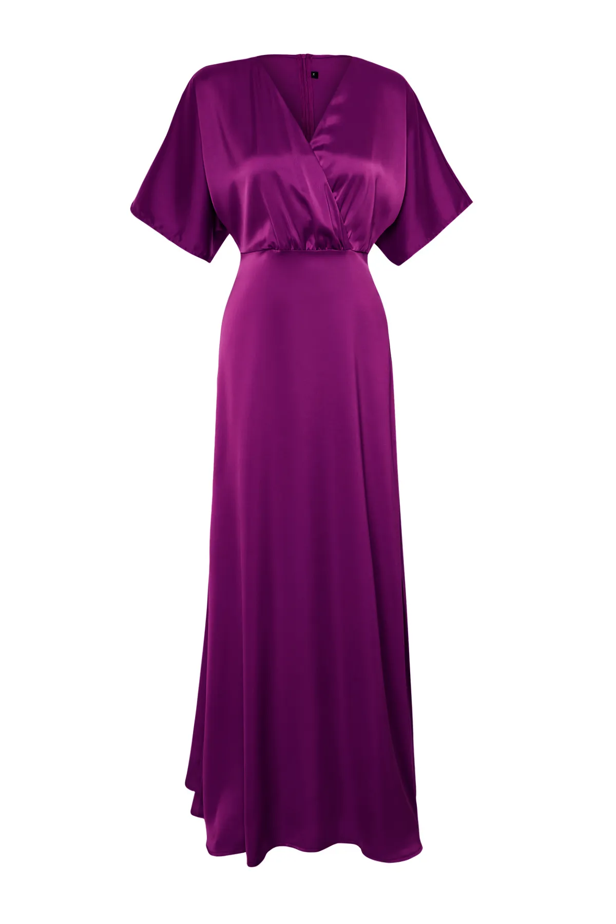 Trendyol Collection  Pflaumefarbenes Abendkleid mit Taillenöffnung/Skater-Webstoff, langes Nachtsatin TPRSS24AE00008