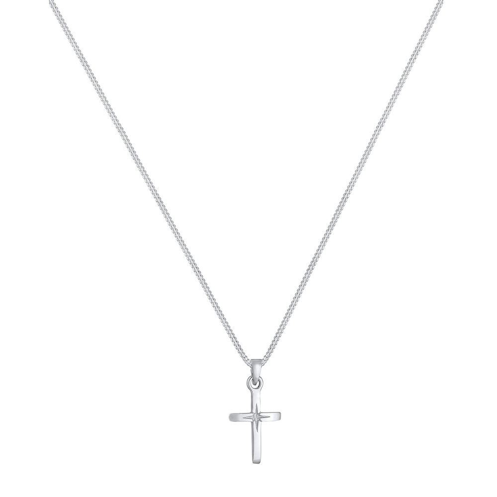 Elli Elli Collier Femmes Pendentif Croix Gravure Étoile Croyance en Argent Sterling 92 Bijoux