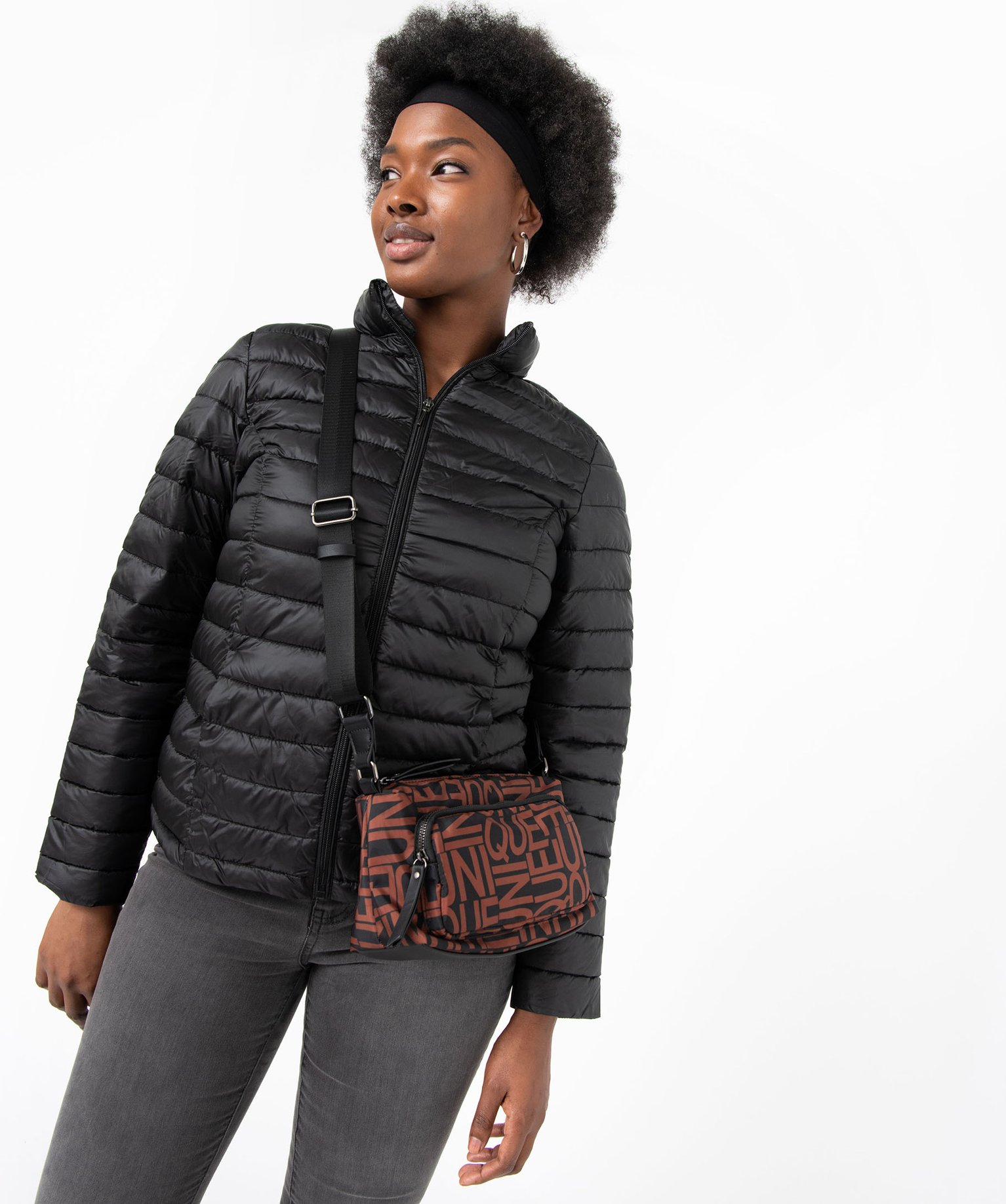 Doudoune à col montant avec rembourrage fin femme noir | GEMO