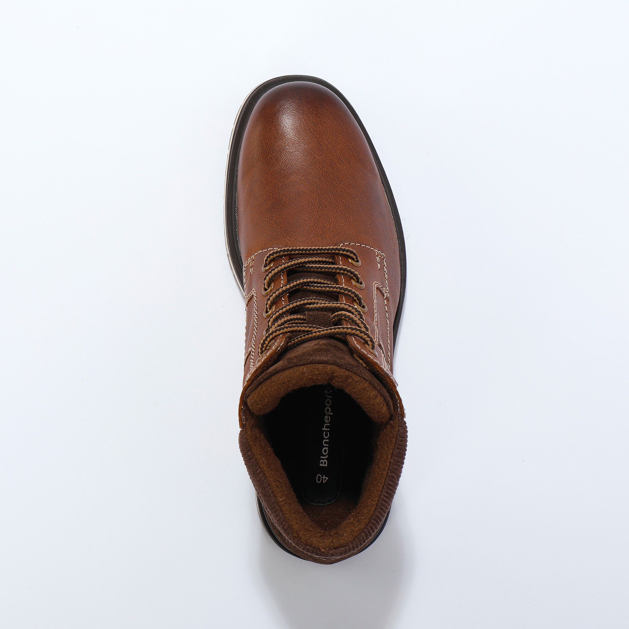Bottines montantes à lacets cuir et velours