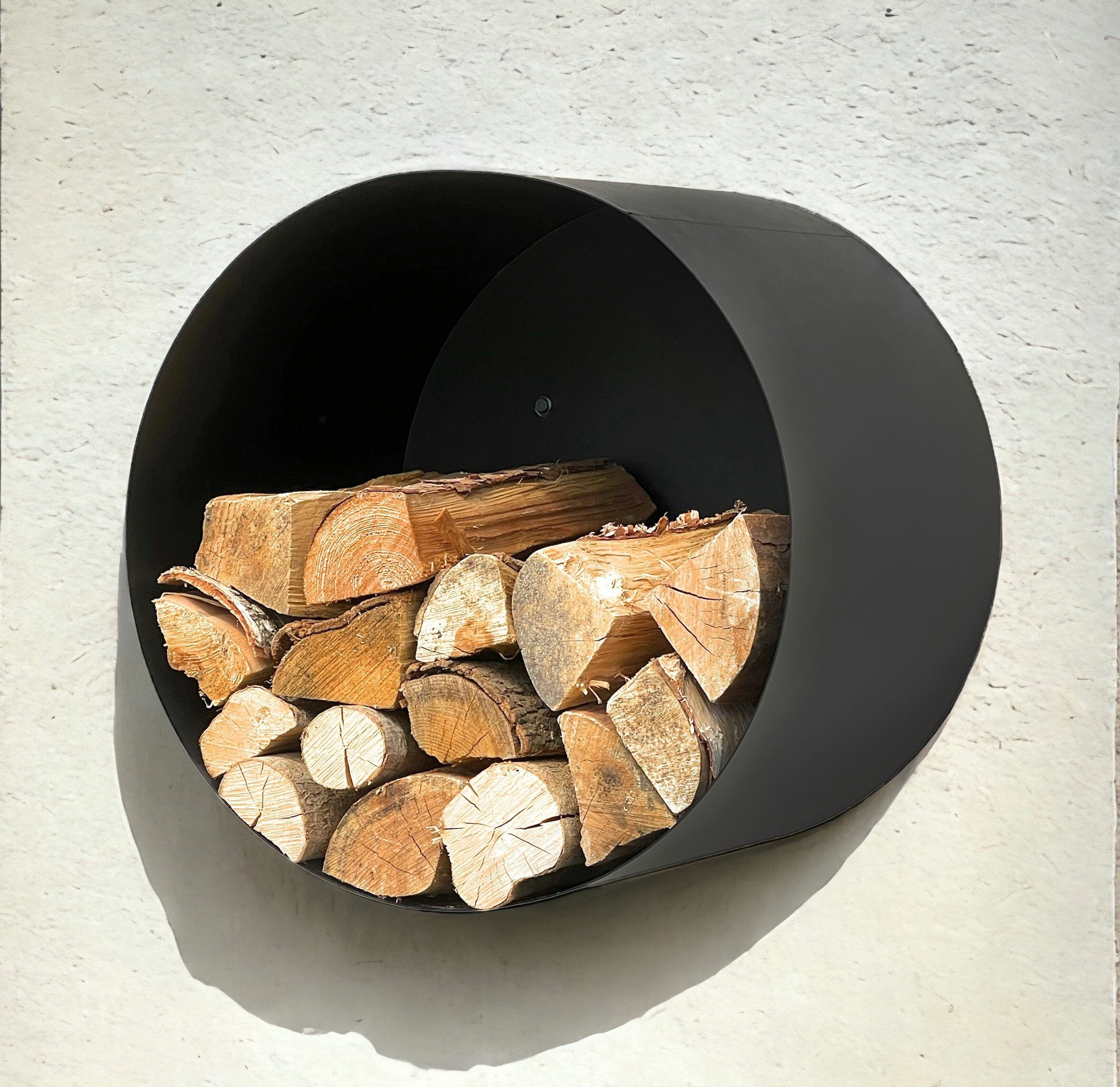 DanDiBo Kaminholzregal Kaminholzregal Innen Metall Schwarz Rund Wand 50 cm