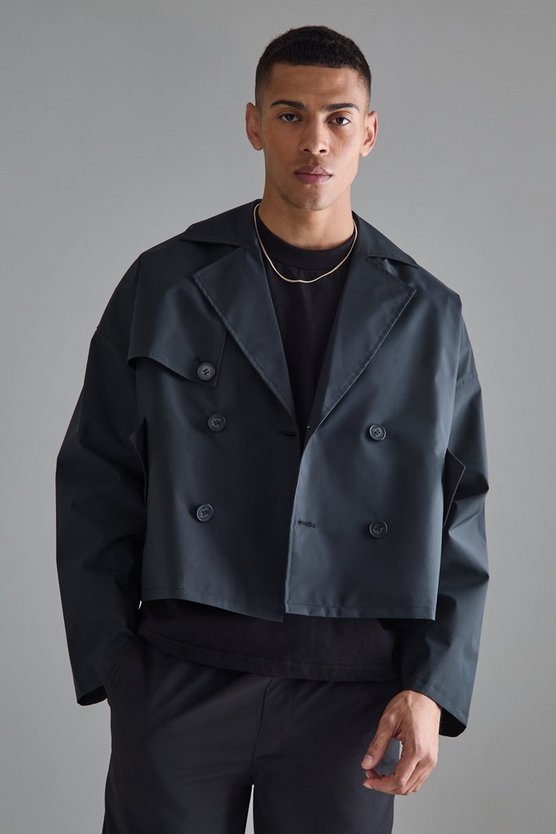 Kurzer zweireihiger Trenchcoat