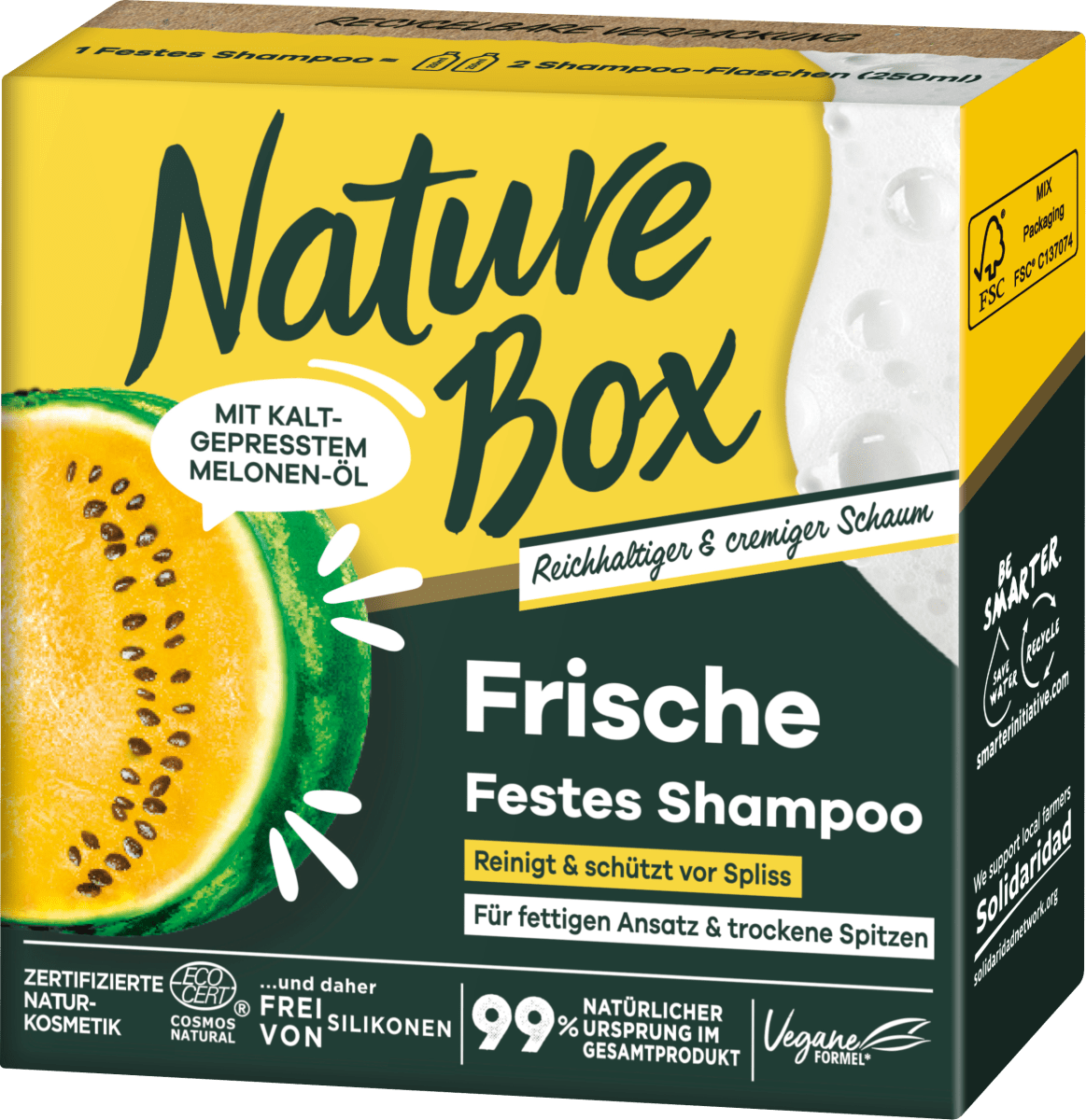 Festes Shampoo mit kaltgepresstem Melonen-Öl, 85 g