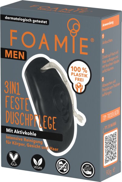 Foamie 3 in 1 Feste Duschpflege What A Man Festes Duschgel