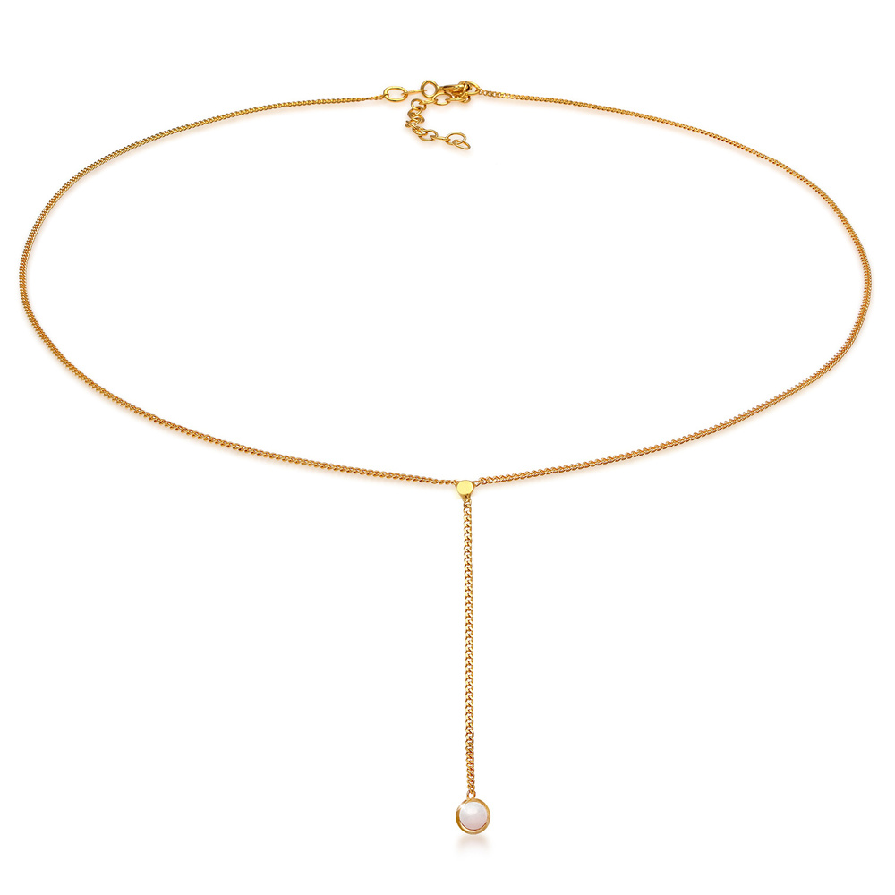 Elli Elli Collier Collier en Y pour dames - Solitaire rose avec quartz en argent sterl collier