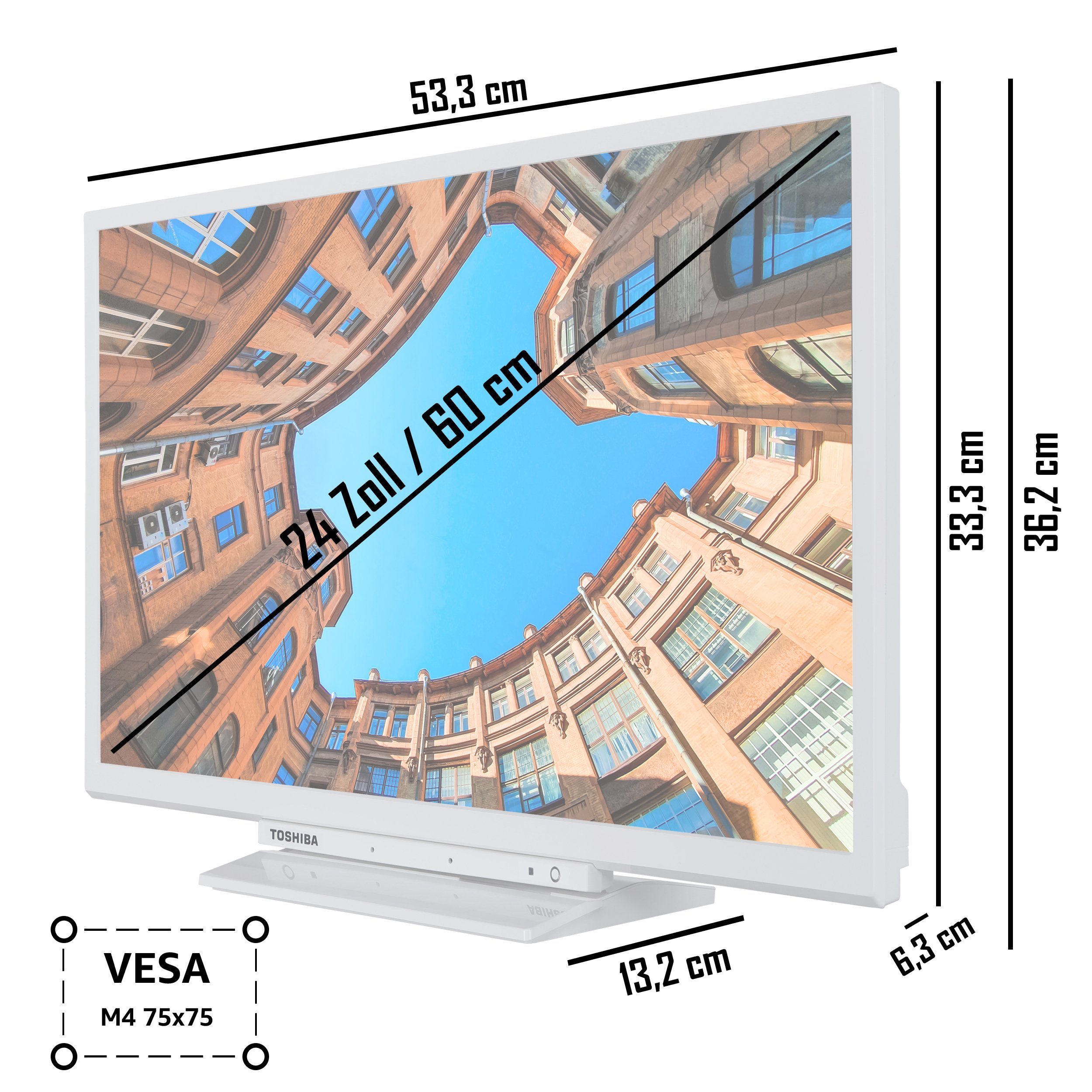 Toshiba 24WK3C64DA/2 LCD-LED Fernseher (60 cm/24 Zoll, HD-ready, Smart TV, HDR, Triple-Tuner, Alexa Built-In)