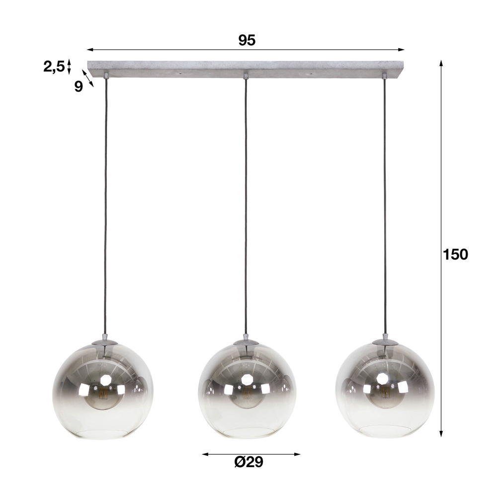 famlights Hängeleuchte, Pendelleuchte Selina in Schwarz-transparent und Altsilber E27 3-flam, keine Angabe, Leuchtmittel enthalten: Nein, warmweiss, Hängeleuchte, Pendellampe, Pendelleuchte