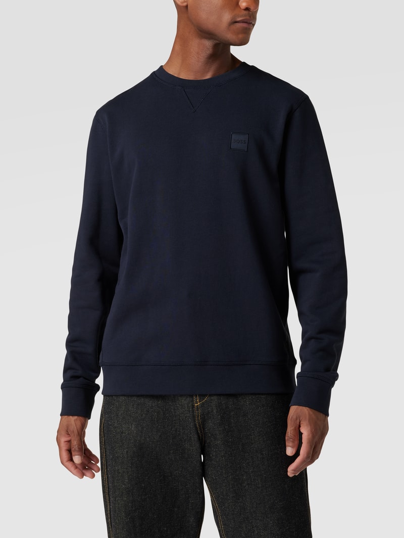 Sweatshirt mit Logo-Patch Modell 'WESTART' in dunkelblau