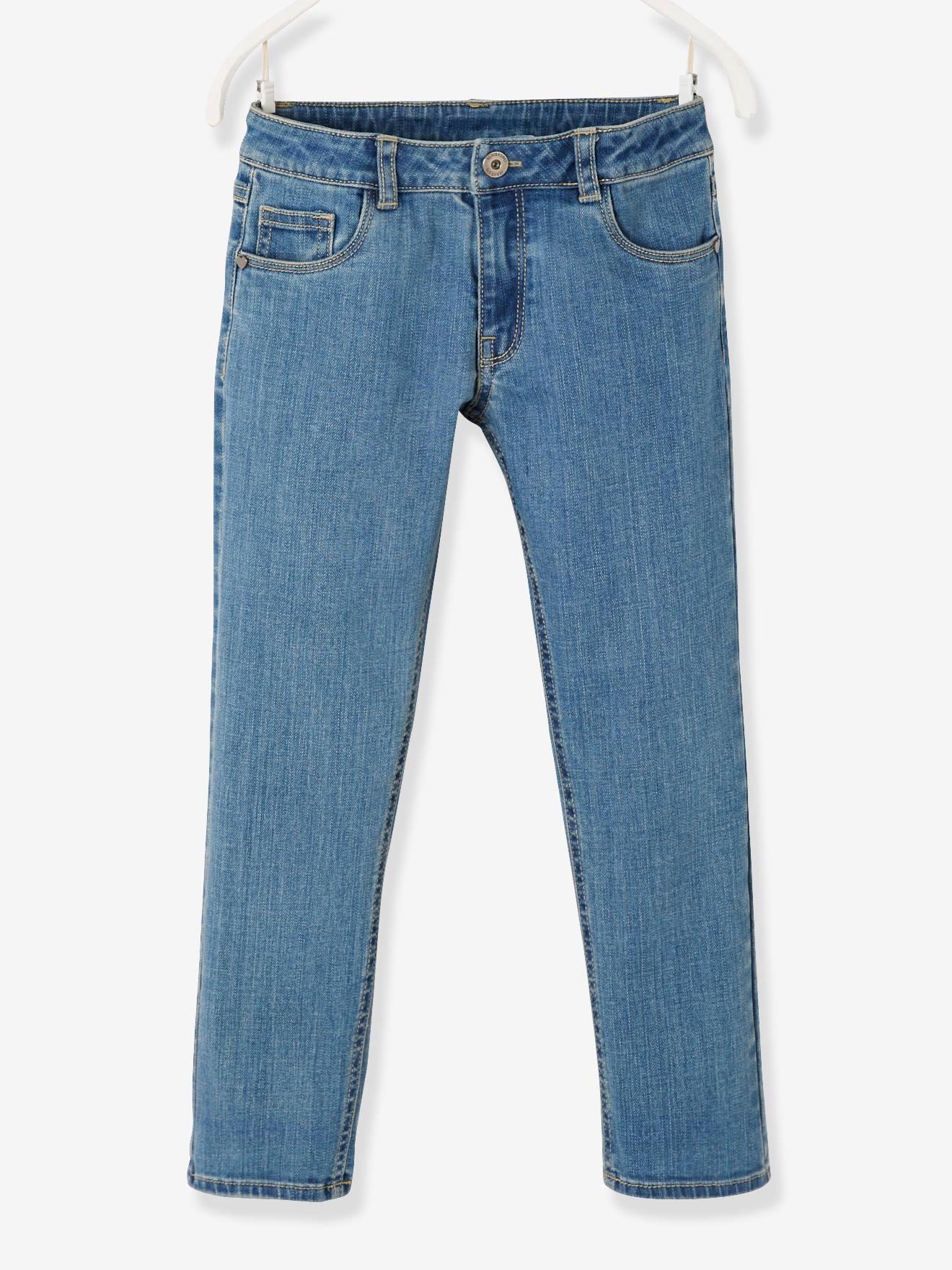 Jean droit fille morphologique tour de hanches LARGE denim stone