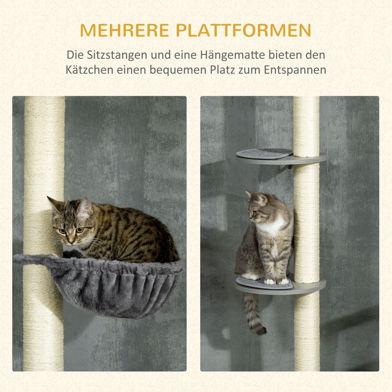 PawHut Kratzbaum, Katzenbaum Deckenhoch, Katzenkratzbaum, Höhenverstellbar