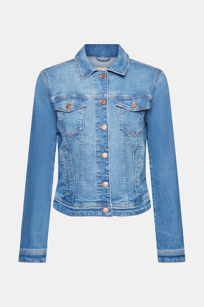 Jeansjacke im Used-Look, Organic Cotton