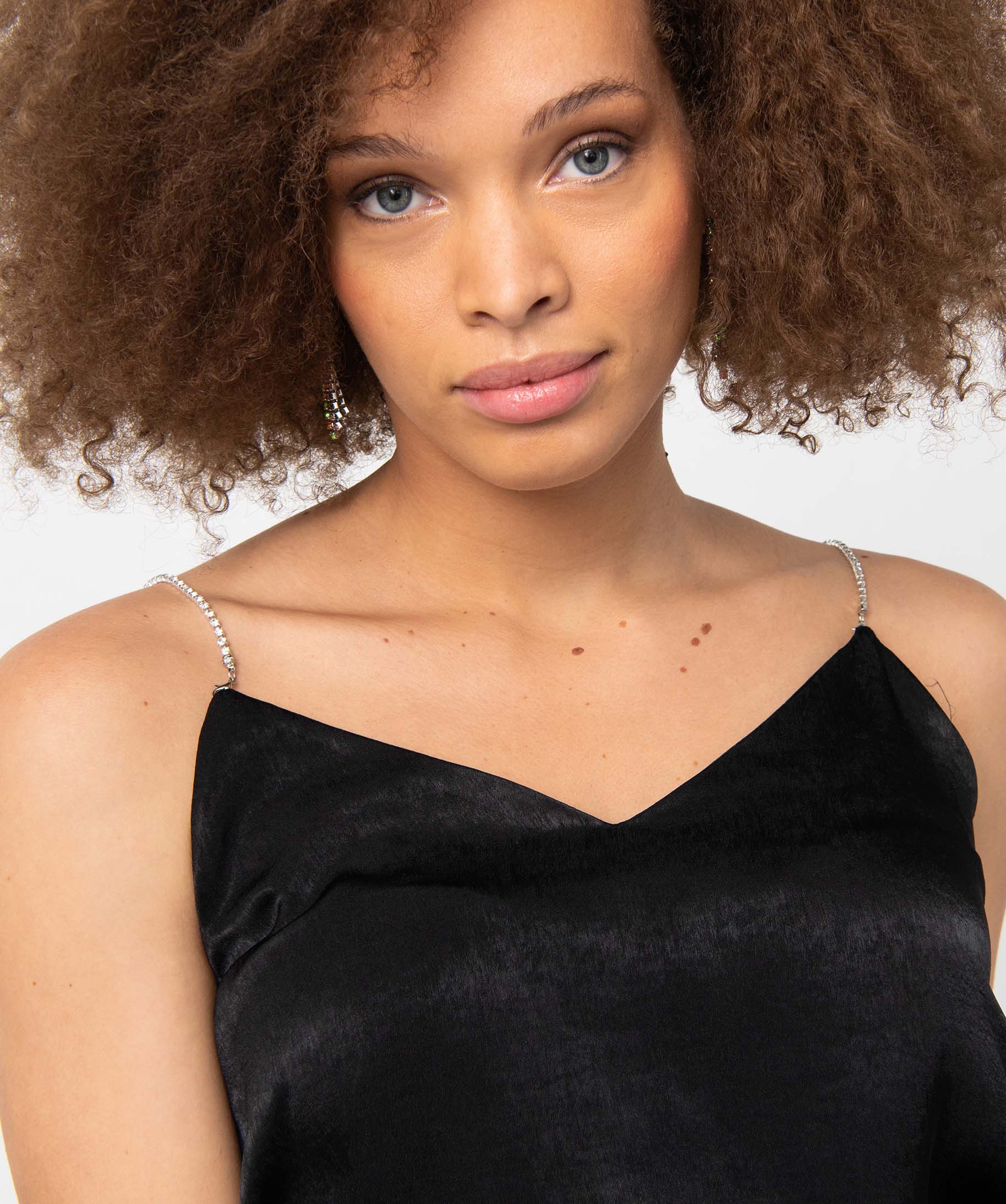 Débardeur femme à bretelles strass noir | GEMO