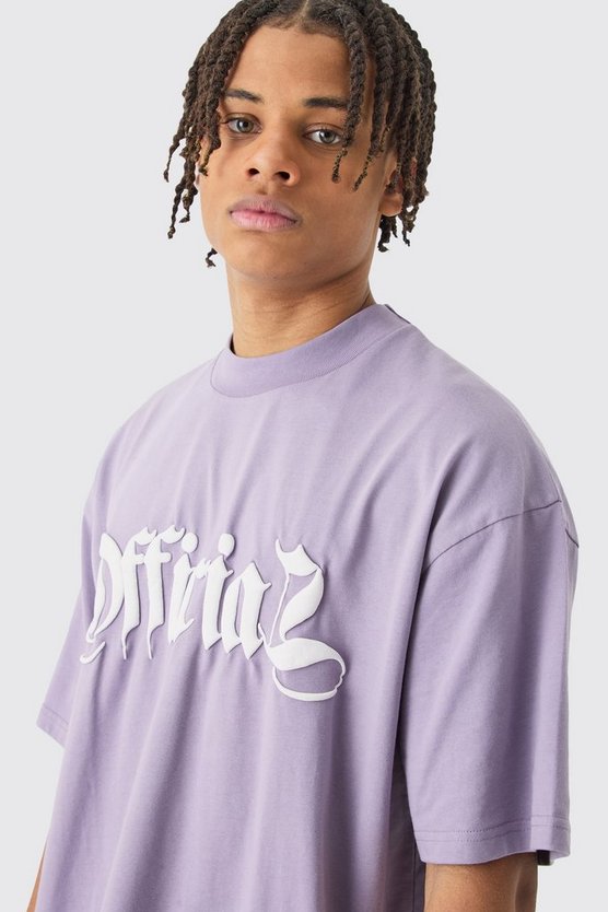 Oversize T-Shirt mit Spray-Waschung und Denim-Applikation