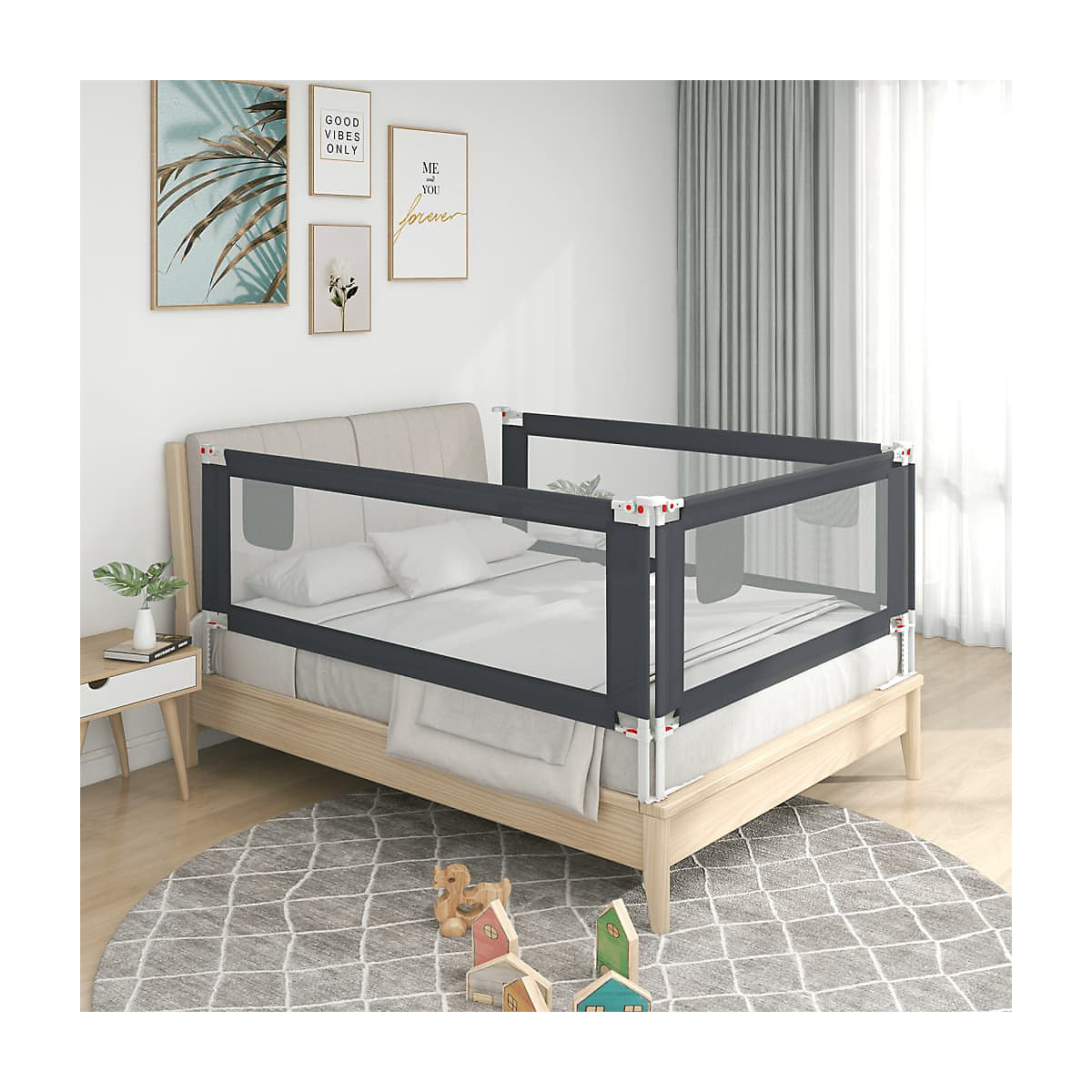 Kleinkind-Bettschutzgitter Dunkelgrau 180x25 cm Stoff