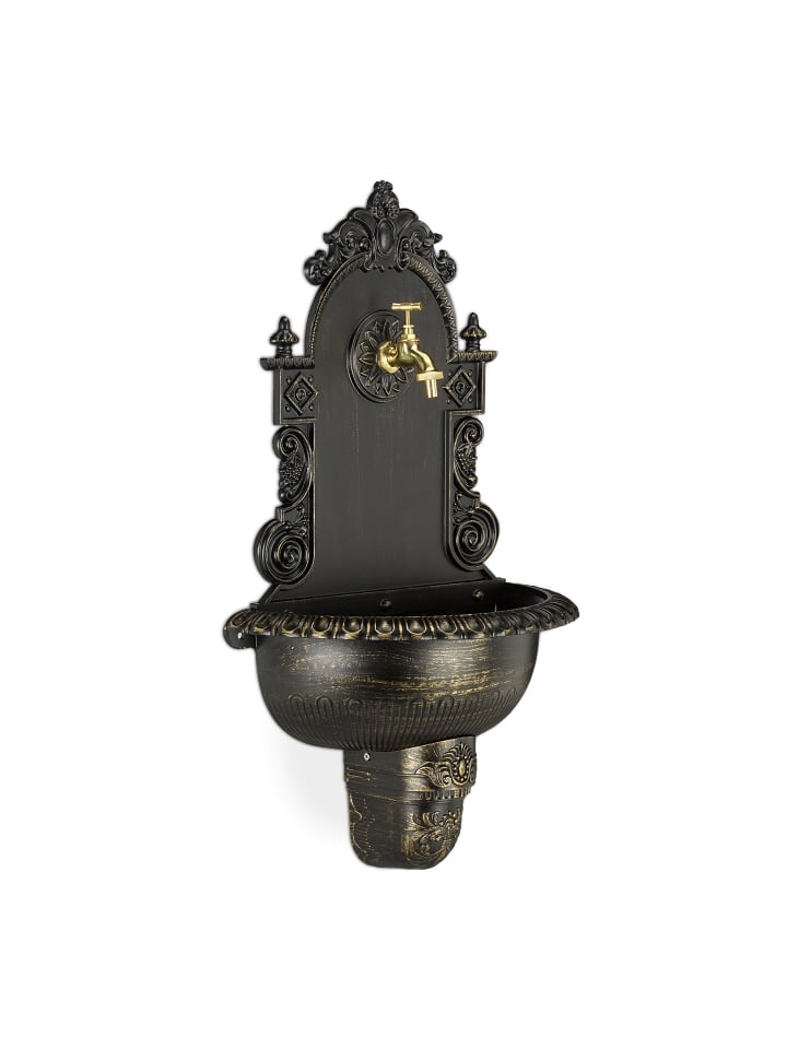 relaxdays Wandbrunnen in Schwarz - (B)44x (H)75 x (T)22 cm günstig kaufen onesize