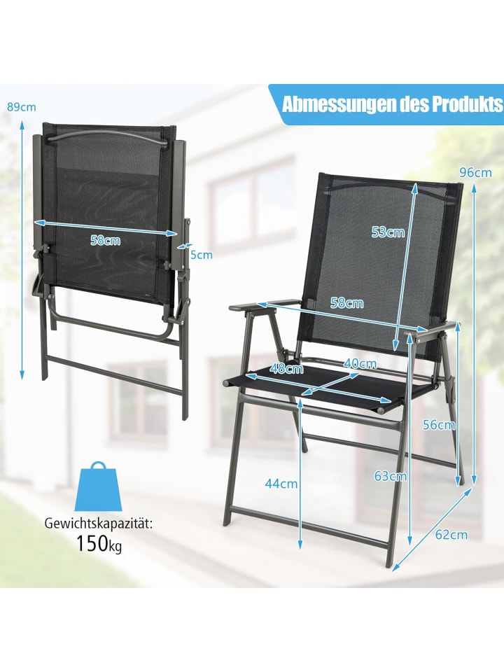 COSTWAY 4er Set Gartenstühle in Schwarz günstig kaufen onesize