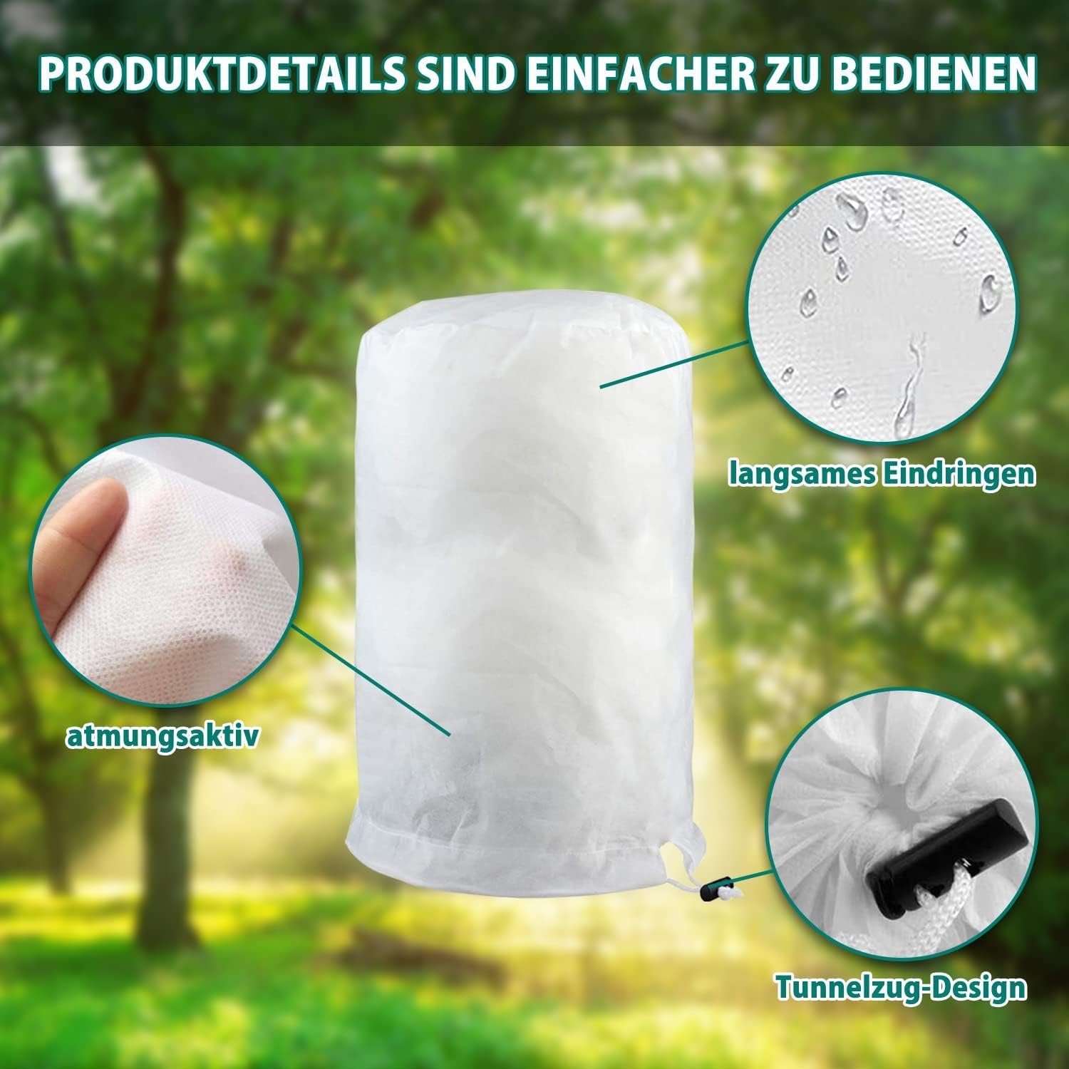 Blusmart Winterschutzvlies Winterschutz für Pflanzen, (Pflanzenschutzsack Frostschutz Pflanzen, 1-St., verdicken Reißfest Wiederverwendbar Frostschutz), Winterschutz für Kübelpflanzen mit Reißverschluss Zugband