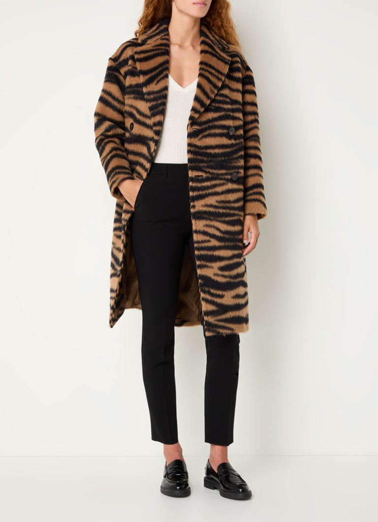 Palton MaxMara Vidim din amestec de lână alpaca cu imprimeu zebră