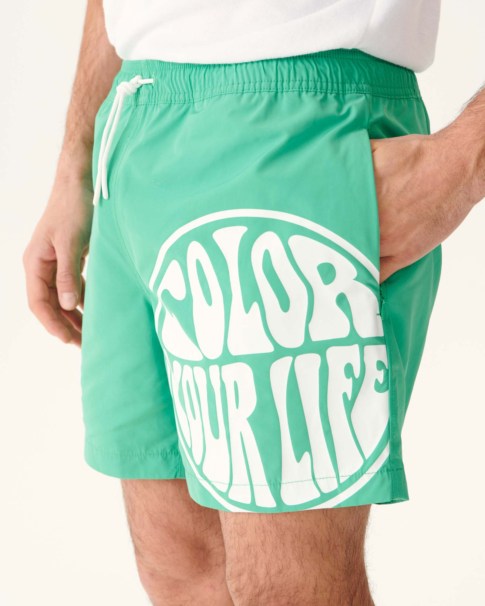 Short de bain Vert/Funday blanc Biarritz