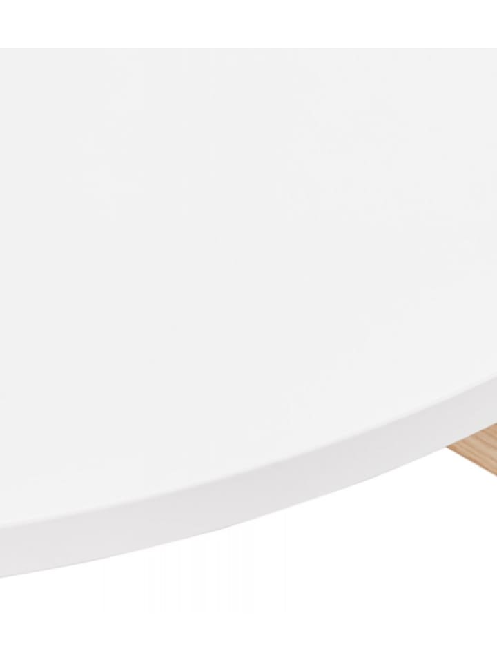 KADIMA DESIGN Runder Esstisch mit X-Beinen aus Massiver Eiche | Matt Finish in Weiß-Beige günstig kaufen onesize