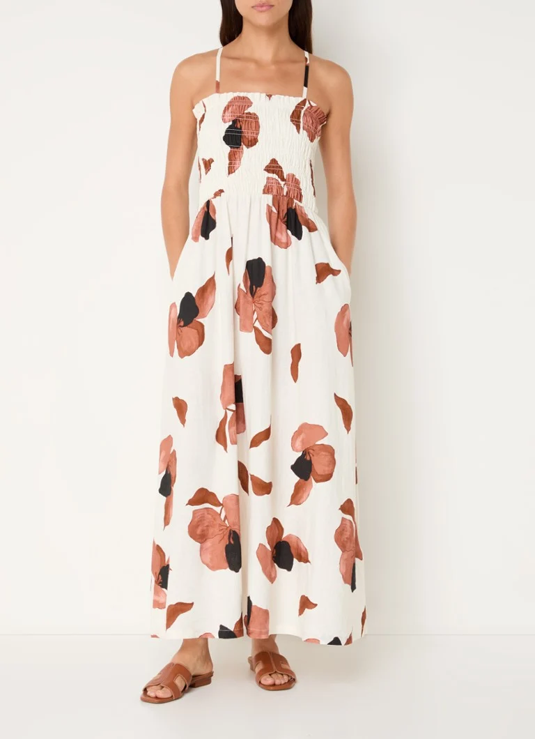 Seafolly maxi dress with smocking and floral print