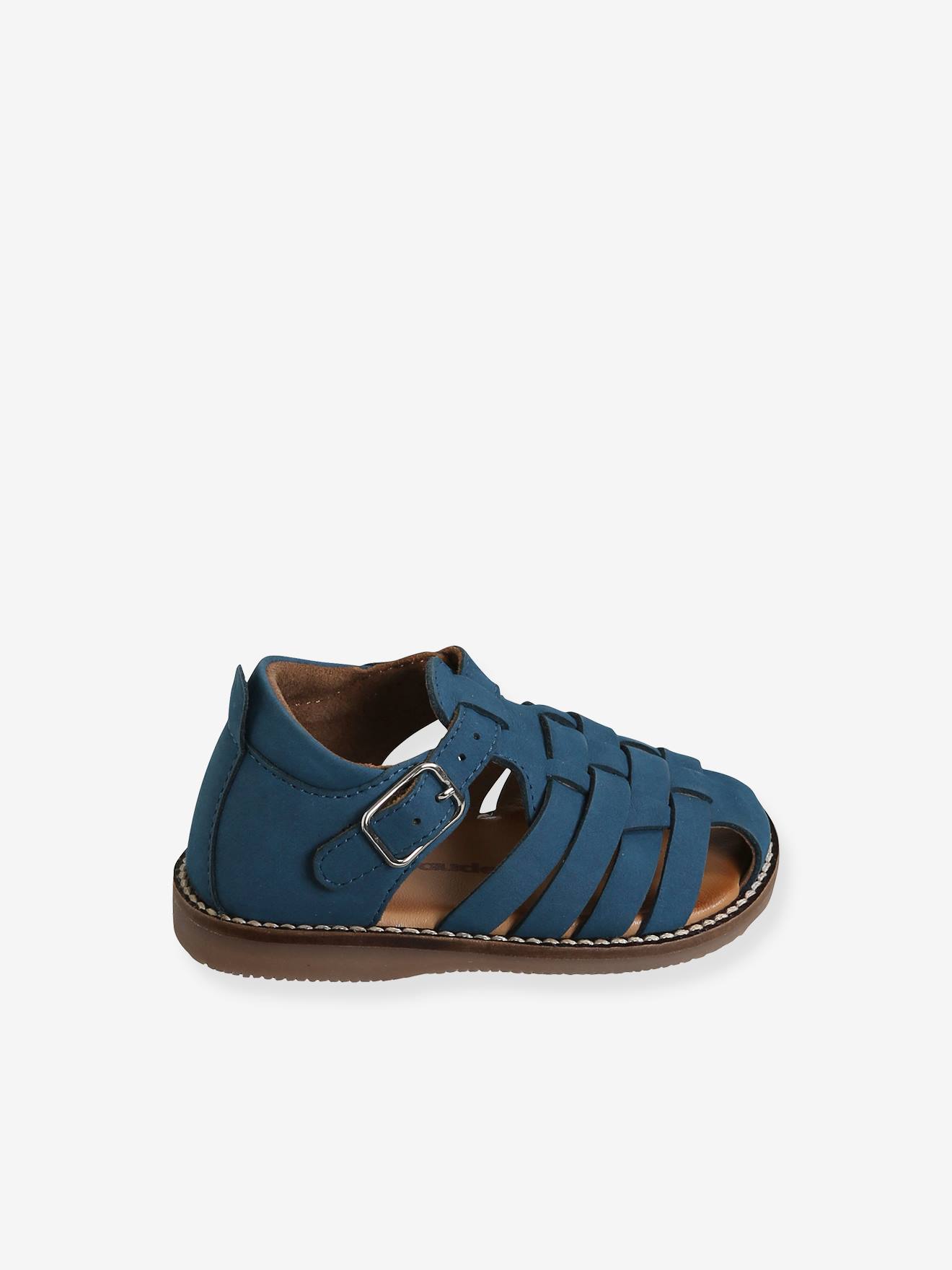 Sandales en cuir bébé mixte bout fermé bleu marocain