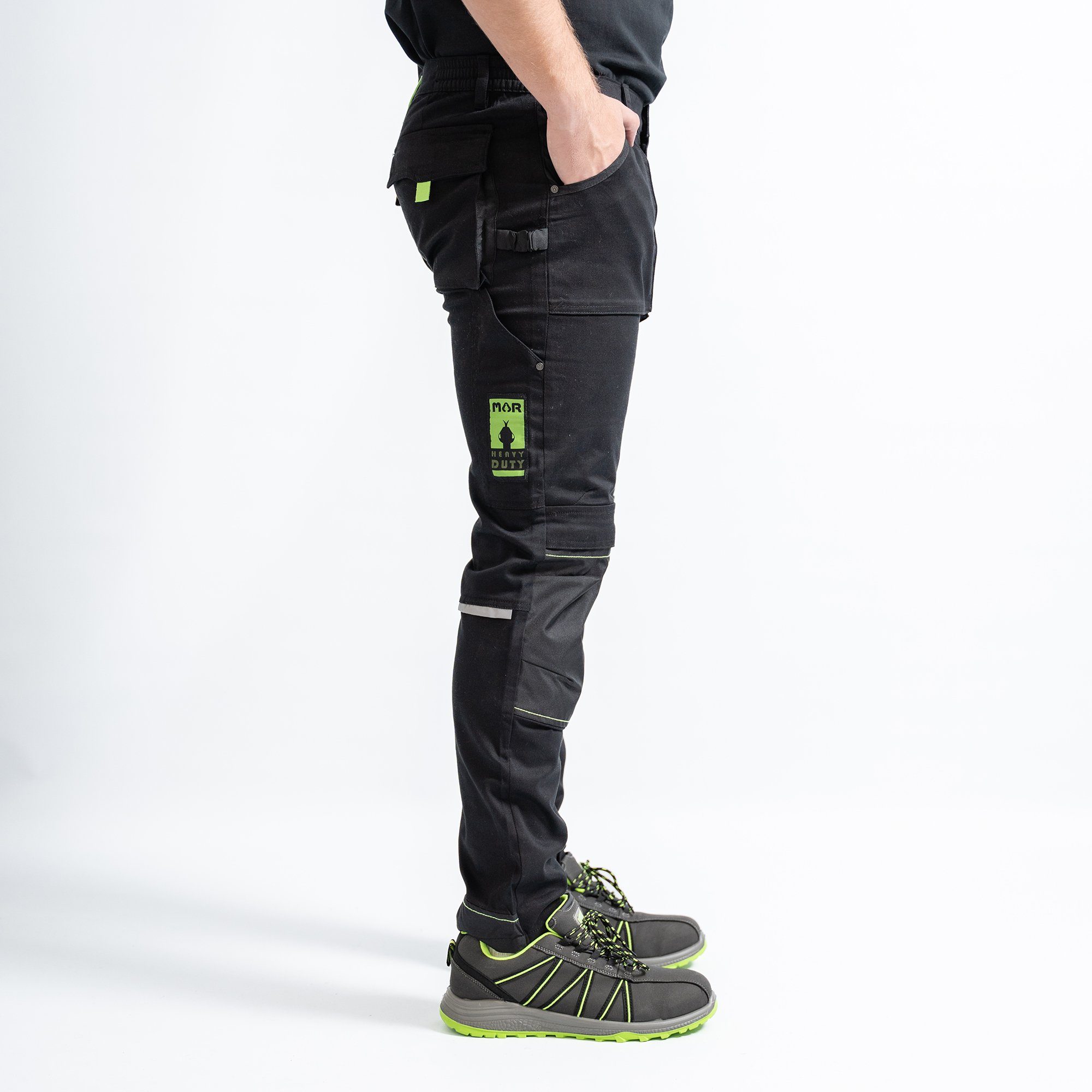 MAR Workwear Arbeitshose Premium, 8 Taschen, ergonomischer Schnitt, seitlich dehnbarer Bund, Reflektorstreifen, Atmungsaktiv