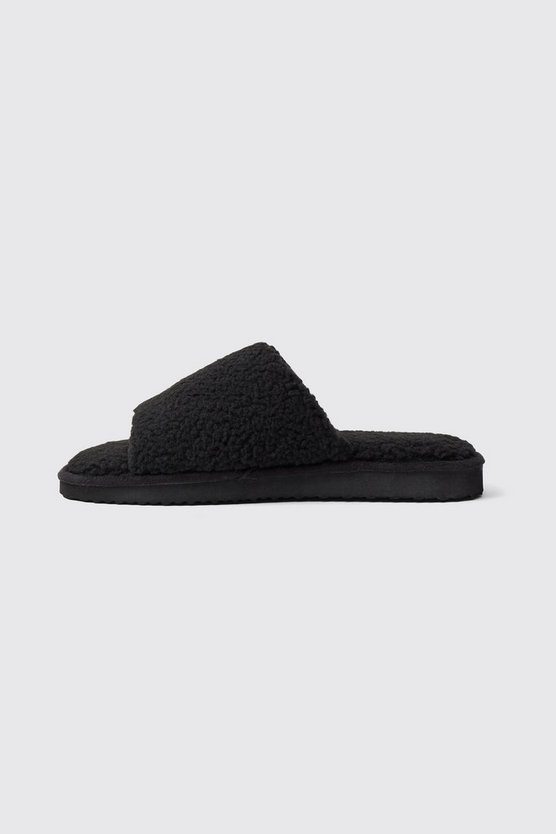 Offene Velour-Hausschuhe